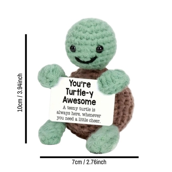 Handmade Crochet Emotional Support Sea Turtle “You’re Turtle-y Awesome” NEW - Picture 5 of 13
